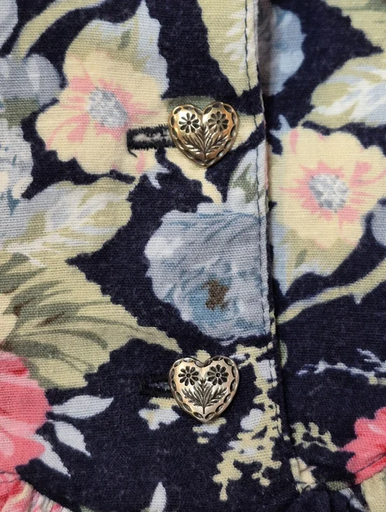 Vintage Les Modes Jolibel Floral Cottagecore Dress Romantic Prairie Tie Hearts - Picture 5 of 17